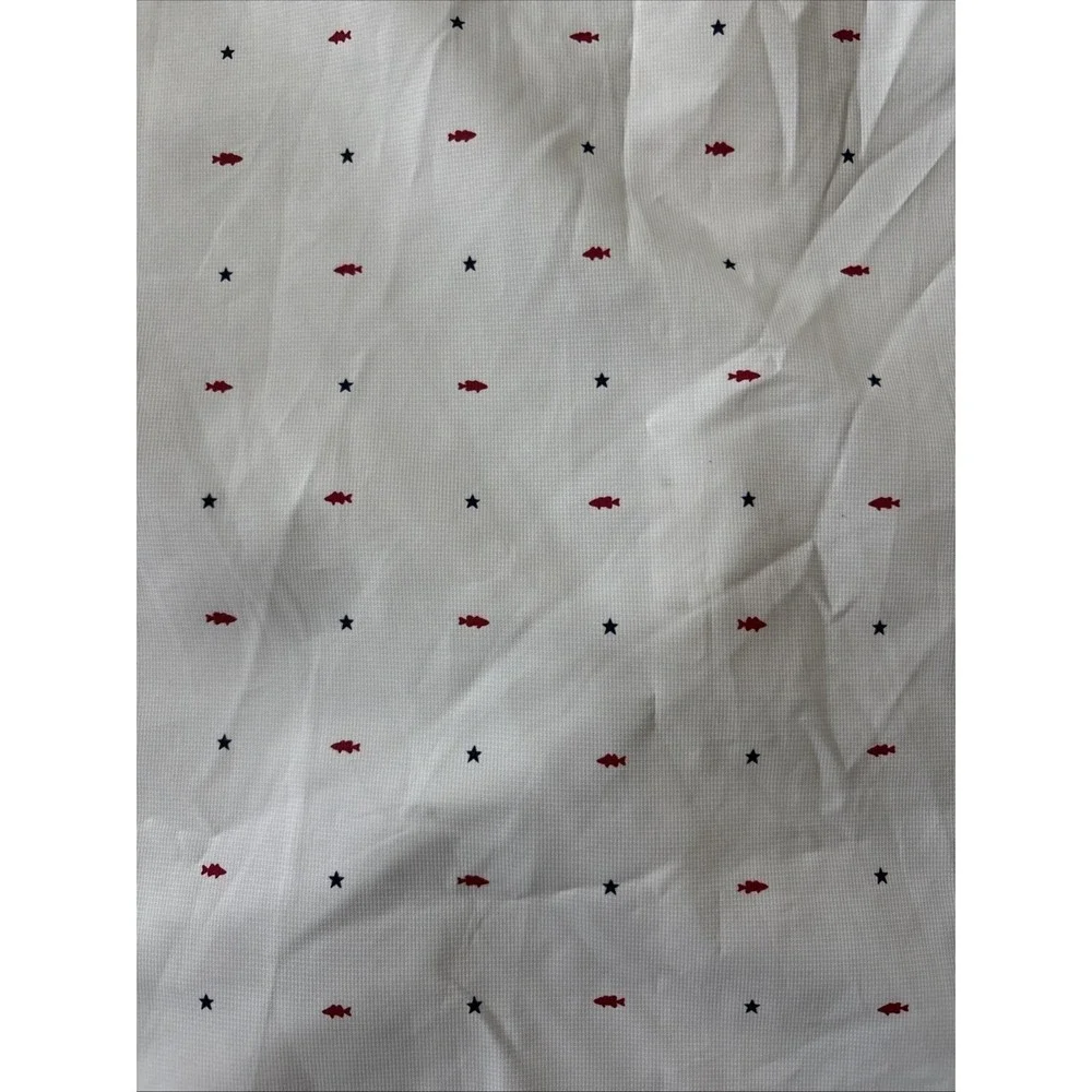 Habit Shirt Mens Large White Red Blue Fish Star Short Sleeve Solar Factor July - Picture 6 of 6